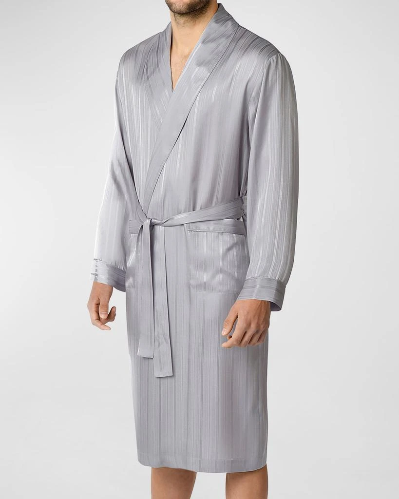 商品Majestic International|Men's Herringbone Stripe Silk Shawl Robe,价格¥3119,第1张图片