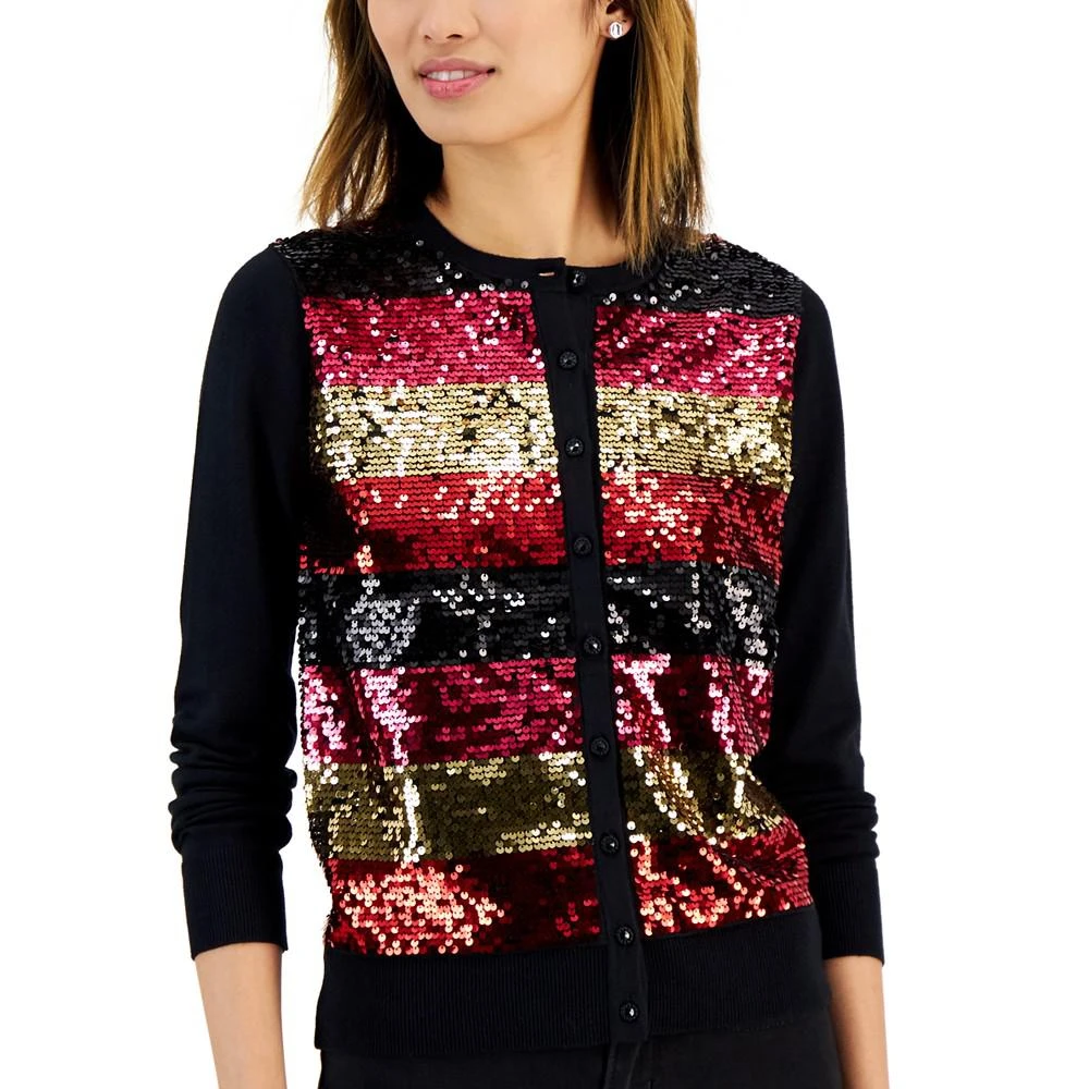 商品Charter Club|Women's Sequin Striped Cardigan, Created for Macy's,价格¥108,第3张图片详细描述