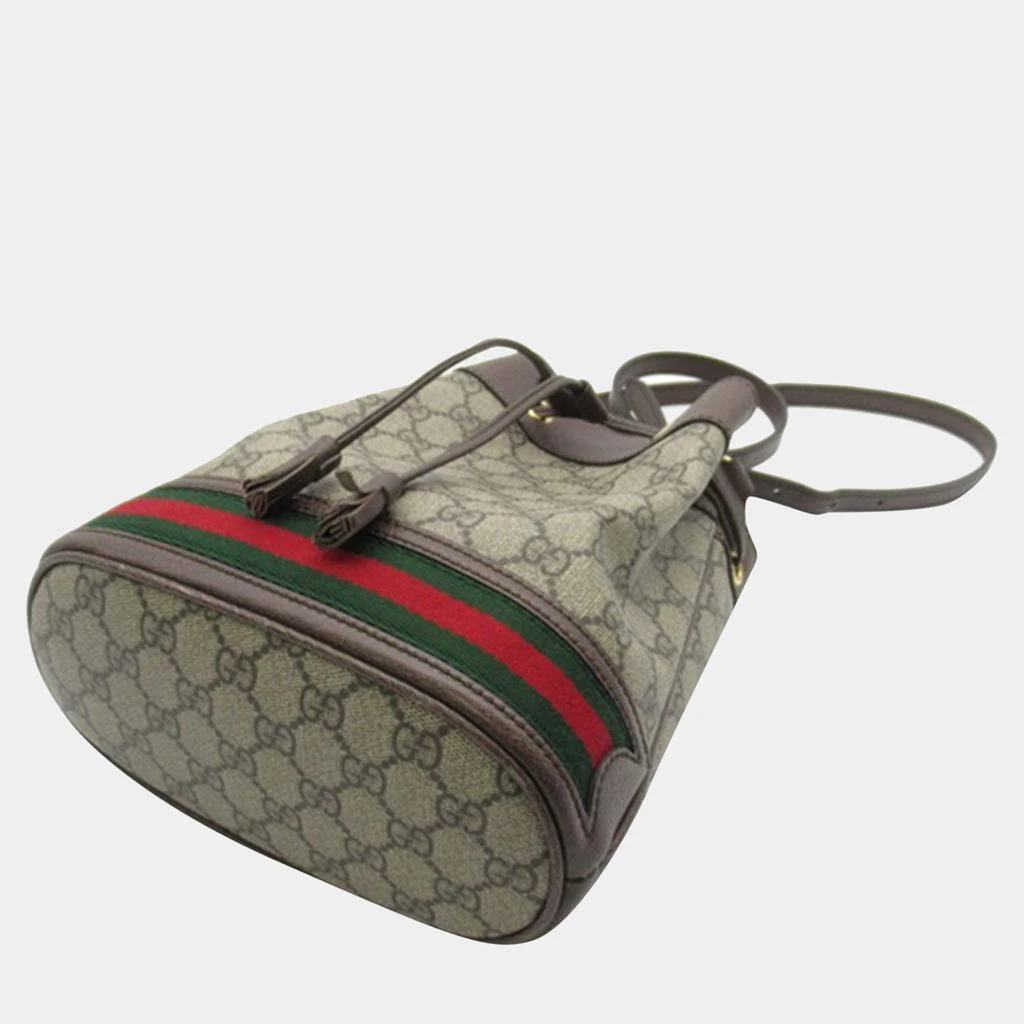 商品[二手商品] Gucci|Gucci Brown Canvas GG Supreme Small Ophidia Bucket Bag,价格¥11469,第4张图片详细描述