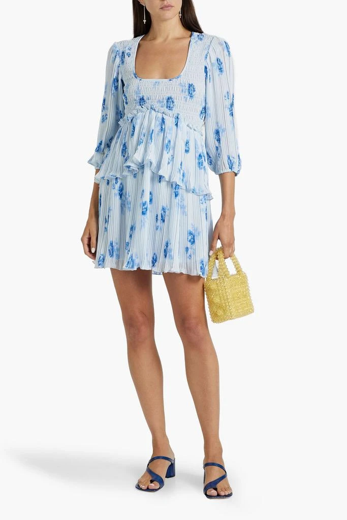 商品Ganni|Shirred floral-print crepe de chine mini dress,价格¥723,第2张图片详细描述