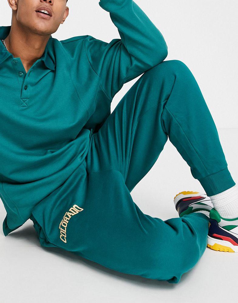 ASOS DESIGN co-ord oversized joggers in green with Colorado city print商品第1张图片规格展示