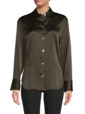 商品Vince|Relaxed Long-Sleeve Silk Shirt,价格¥1028,第1张图片