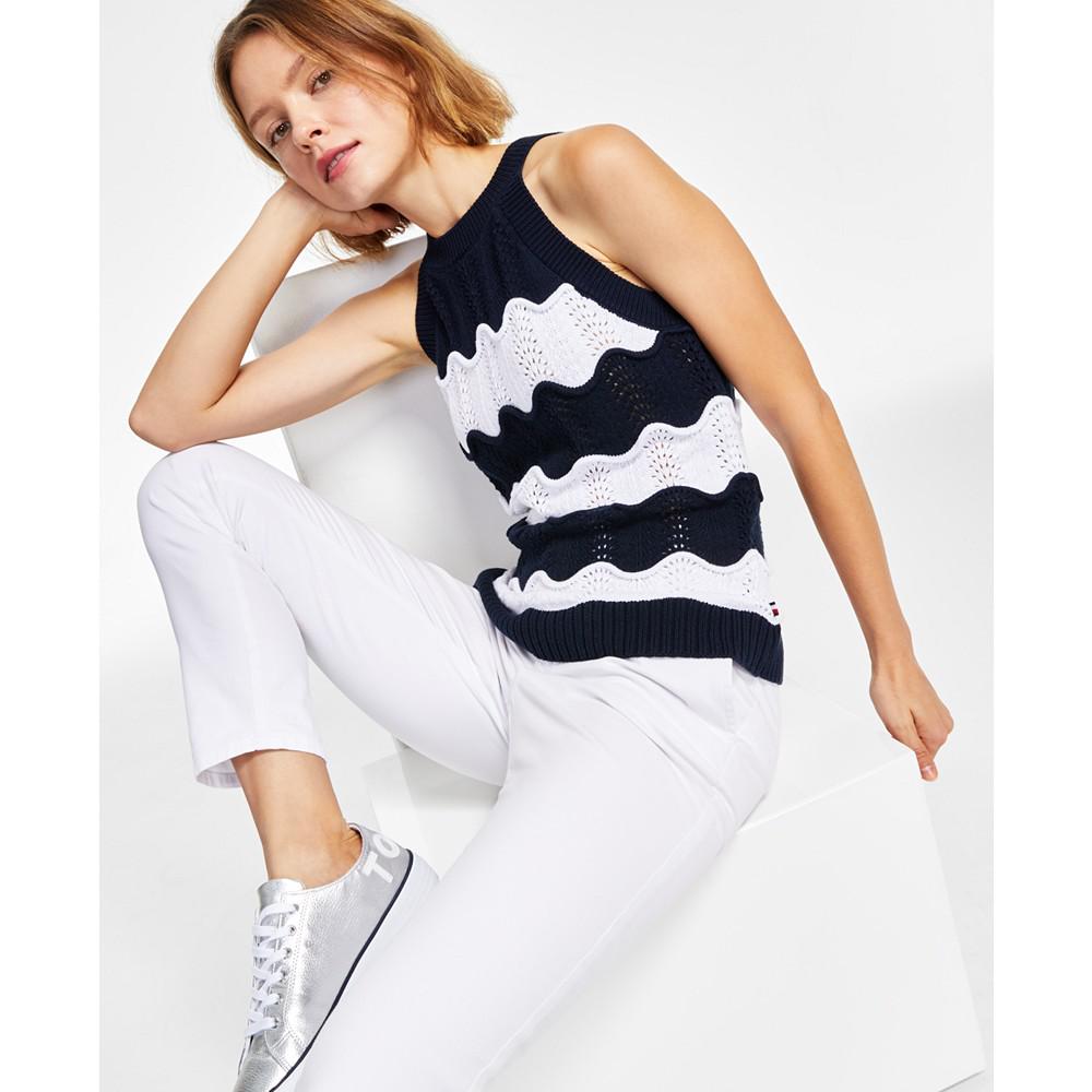 Women's Cotton Scallop-Stripe Tank商品第3张图片规格展示