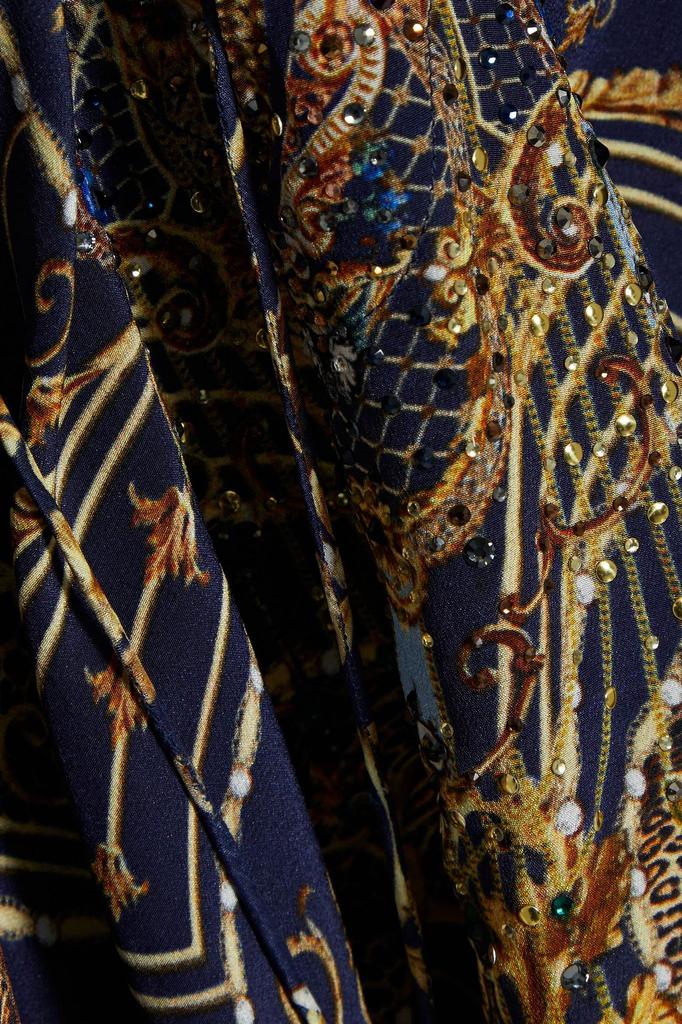 Lace-up printed silk crepe de chine top商品第4张图片规格展示