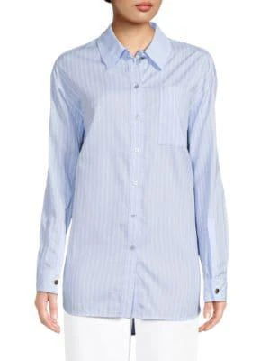 商品Burberry|Silk Blend Pinstripe Button Down Shirt,价格¥2628,第1张图片