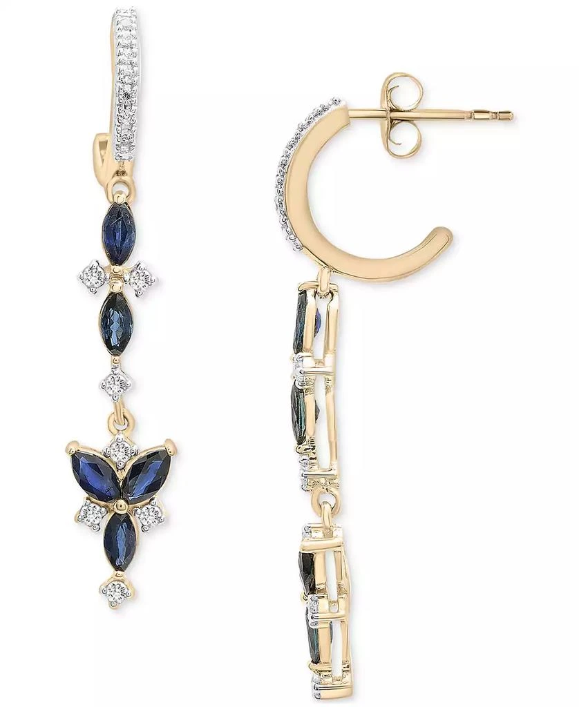 商品Macy's|Sapphire (1 ct. tw) & Diamond (1/5 ct. tw.) Drop Earrings in 14k Gold,价格¥4971,第3张图片详细描述