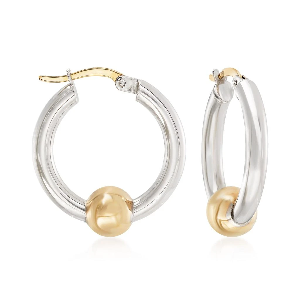 商品Ross-Simons|Ross-Simons Cape Cod Jewelry Sterling Silver and 14kt Yellow Gold Hoop Earrings,价格¥2543,第1张图片