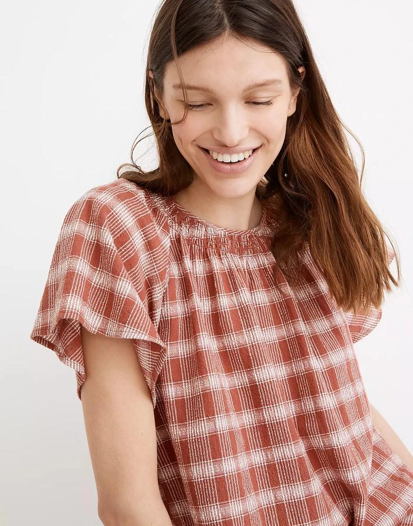 商品Madewell|Plaid Gauze Flutter-Sleeve Top,价格¥354,第4张图片详细描述