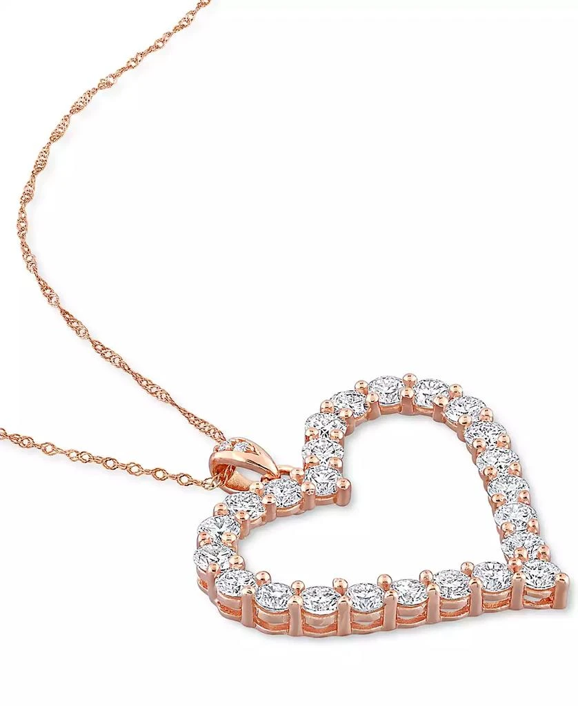 商品Macy's|Lab-Grown Moissanite Heart 18" Pendant Necklace (2-2/5 ct. t.w.) in 18k Rose Gold-Plated Sterling Silver,价格¥1178,第4张图片详细描述