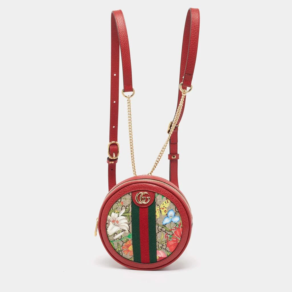 商品Gucci|Gucci Red GG Supreme Canvas and Leather Floral Ophidia Backpack,价格¥8406,第1张图片