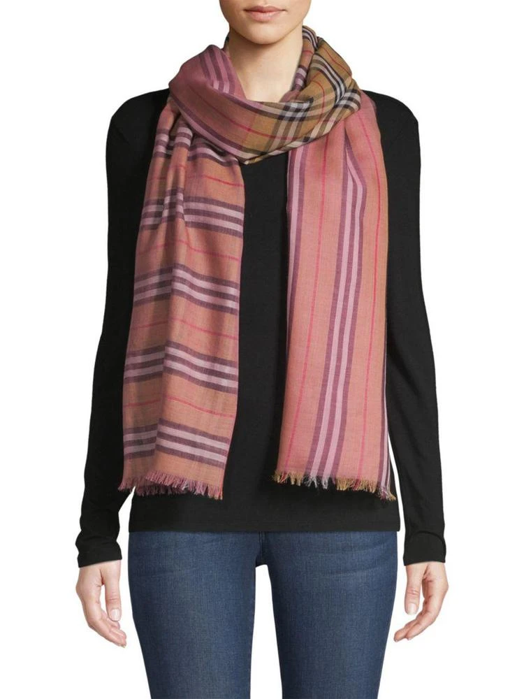 商品Burberry|Burberry - Vintage Check Colorblock Wool & Silk Scarf,价格¥1743,第2张图片详细描述