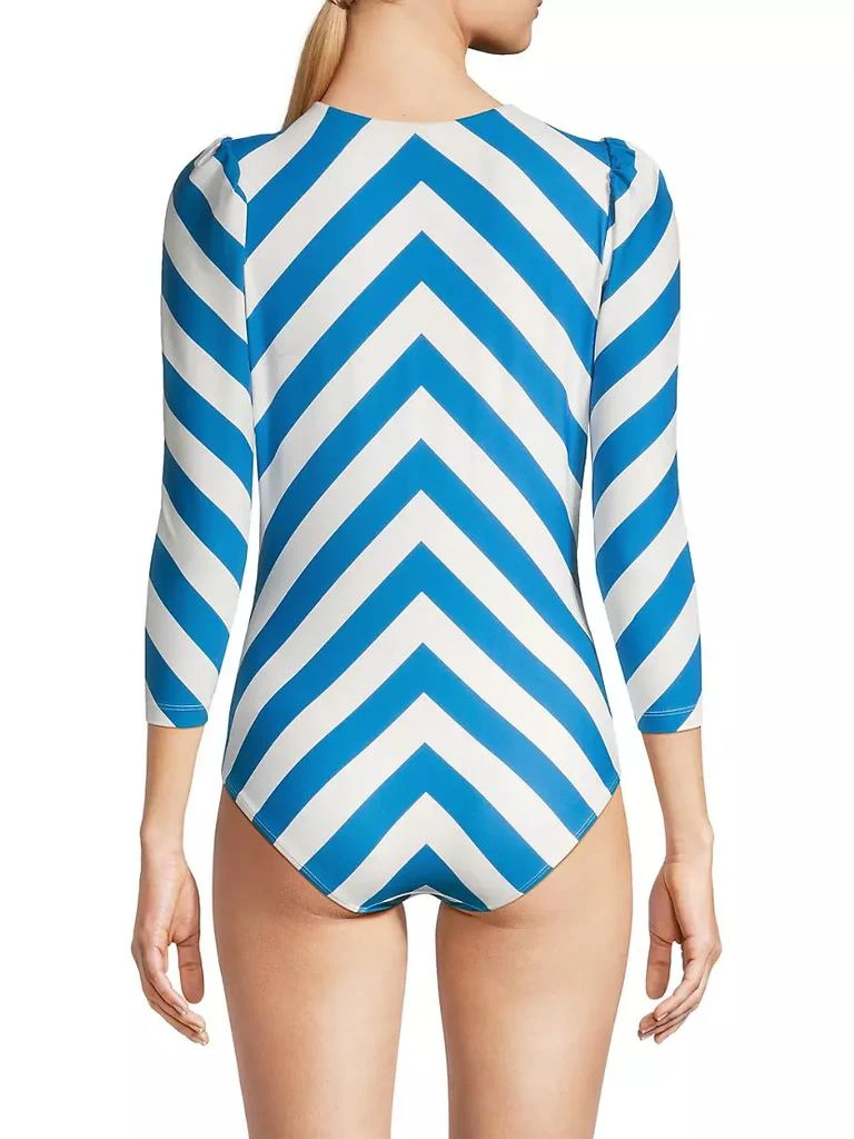 商品Stylest|DreamSculpt Stripe Puff-Sleeve Zip One-Piece Swimsuit,价格¥2668,第5张图片详细描述