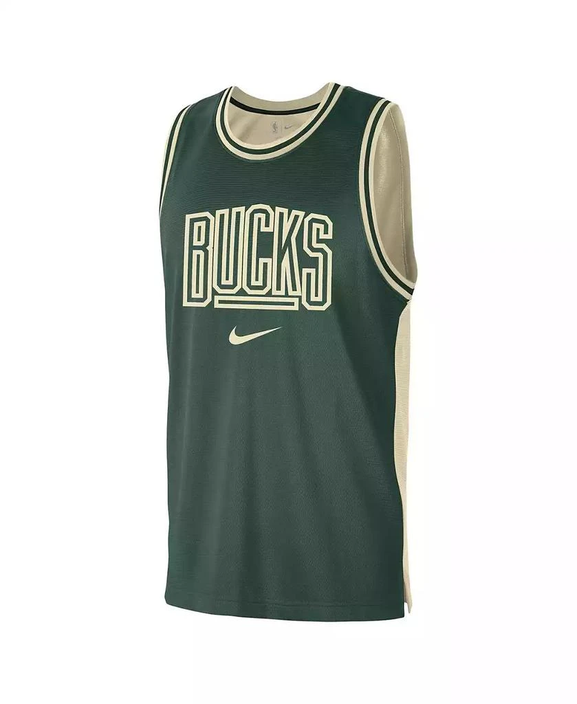 商品NIKE|Men's Hunter Green, Cream Milwaukee Bucks Courtside Versus Force Split DNA Performance Mesh Tank Top,价格¥367,第3张图片详细描述