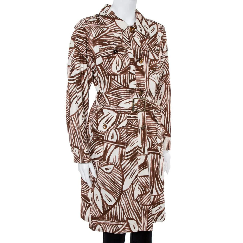 商品[二手商品] Max Mara|Max Mara White & Brown Printed Canvas Belted Coat M,价格¥1105,第2张图片详细描述