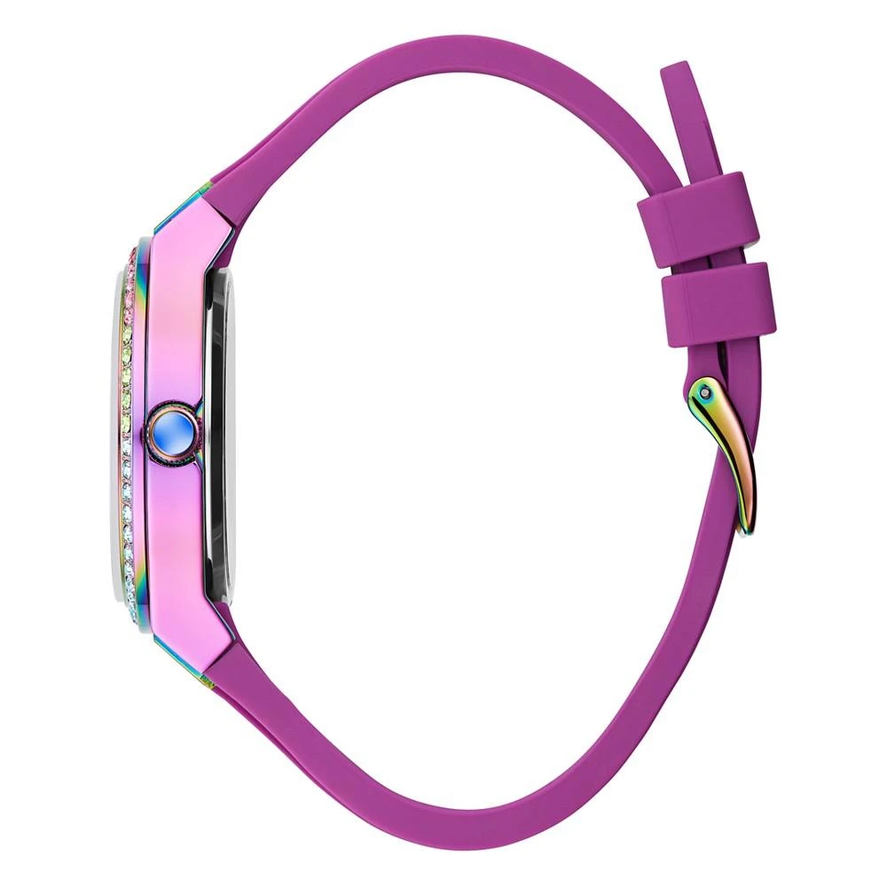 商品GUESS|Women's Quartz Iridescent Purple Silicone Strap Watch 39mm,价格¥789,第2张图片详细描述