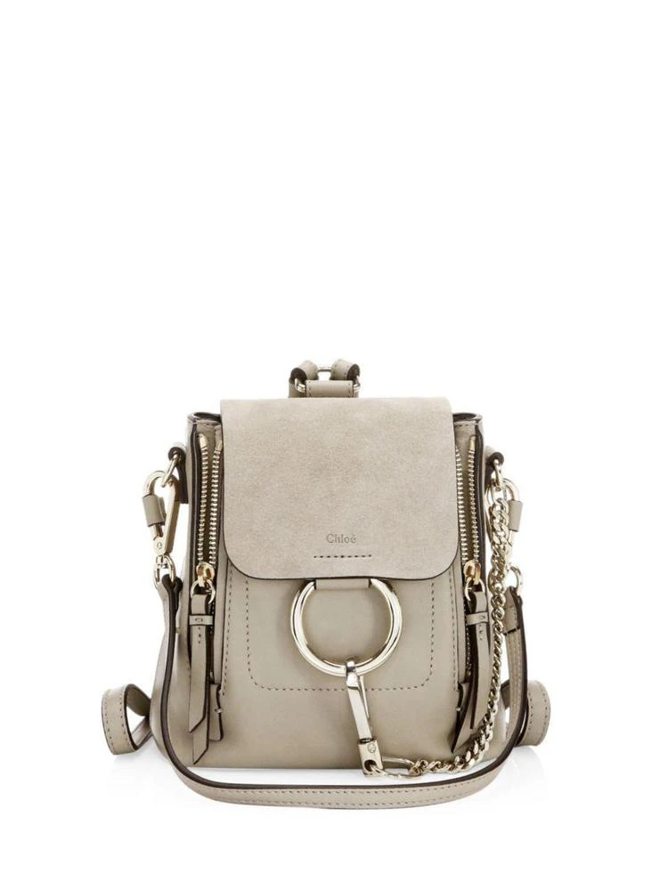 商品Chloé|Chloé - Mini Faye Leather & Suede Backpack,价格¥5866,第1张图片