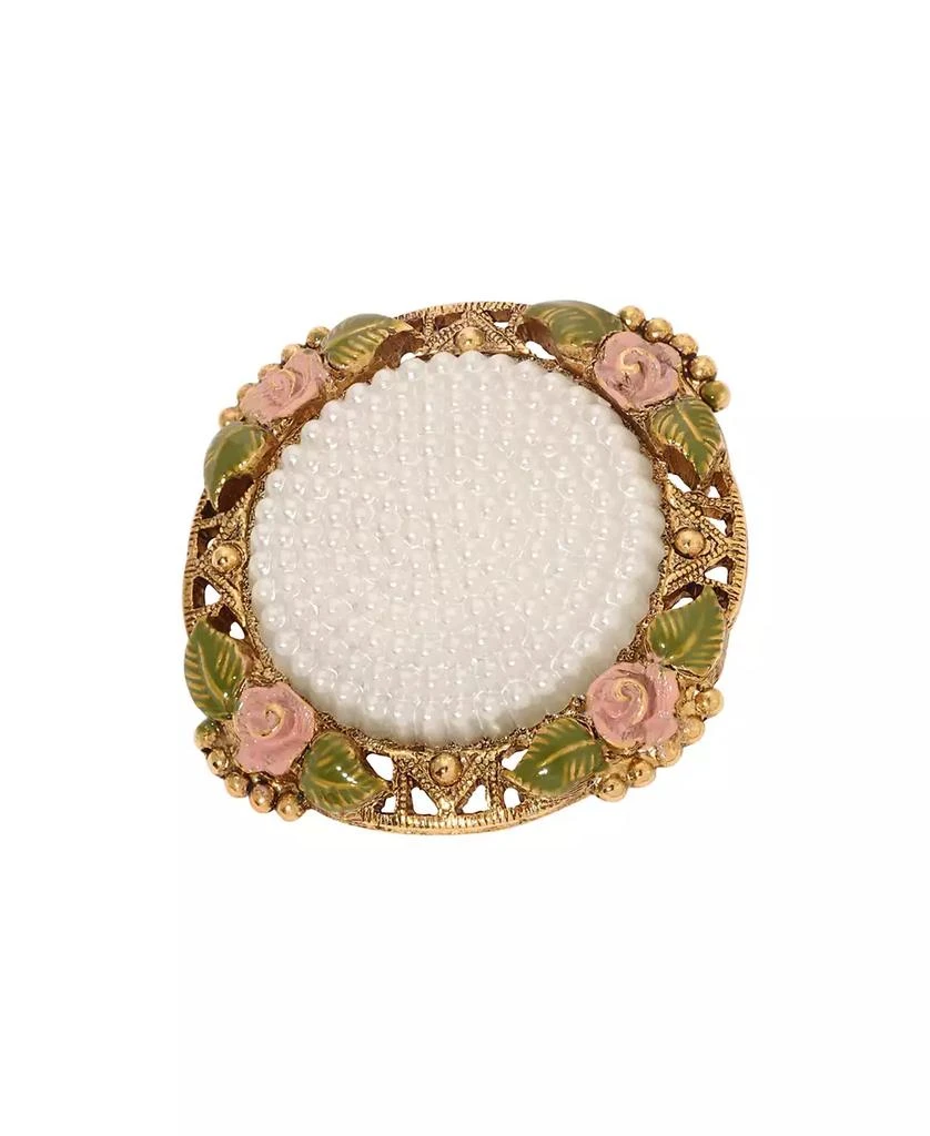 商品2028|Imitation Pearl Pink Enamel Flower Round Brooch,价格¥505,第1张图片