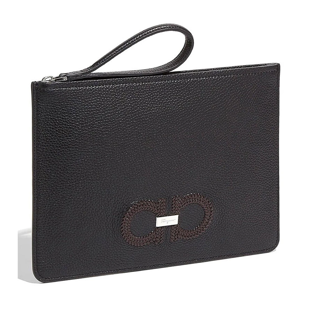 Salvatore Ferragamo 菲拉格慕 男士黑色拉链手拿包 24-A111-704475 商品