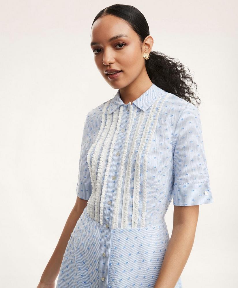 商品Brooks Brothers|Clip Dot Seersucker Shirt Dress,价格¥894,第4张图片详细描述