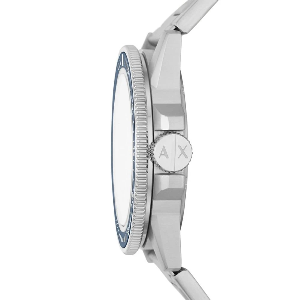 商品Armani Exchange|Men's Dive Inspired Silver-tone in Stainless Steel Link Bracelet Watch with Navy Dial, 42mm,价格¥510,第2张图片详细描述