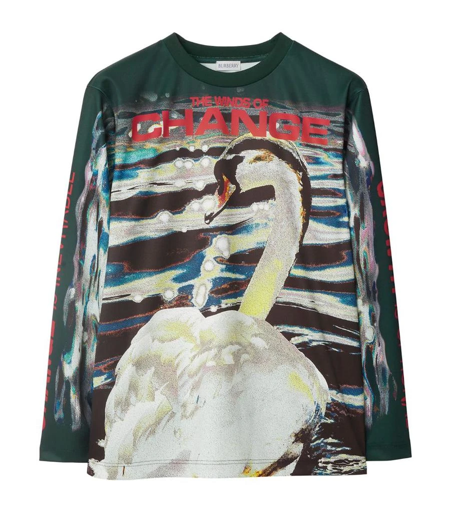 商品Burberry|Long-Sleeve Swan Print T-Shirt,价格¥6952,第1张图片