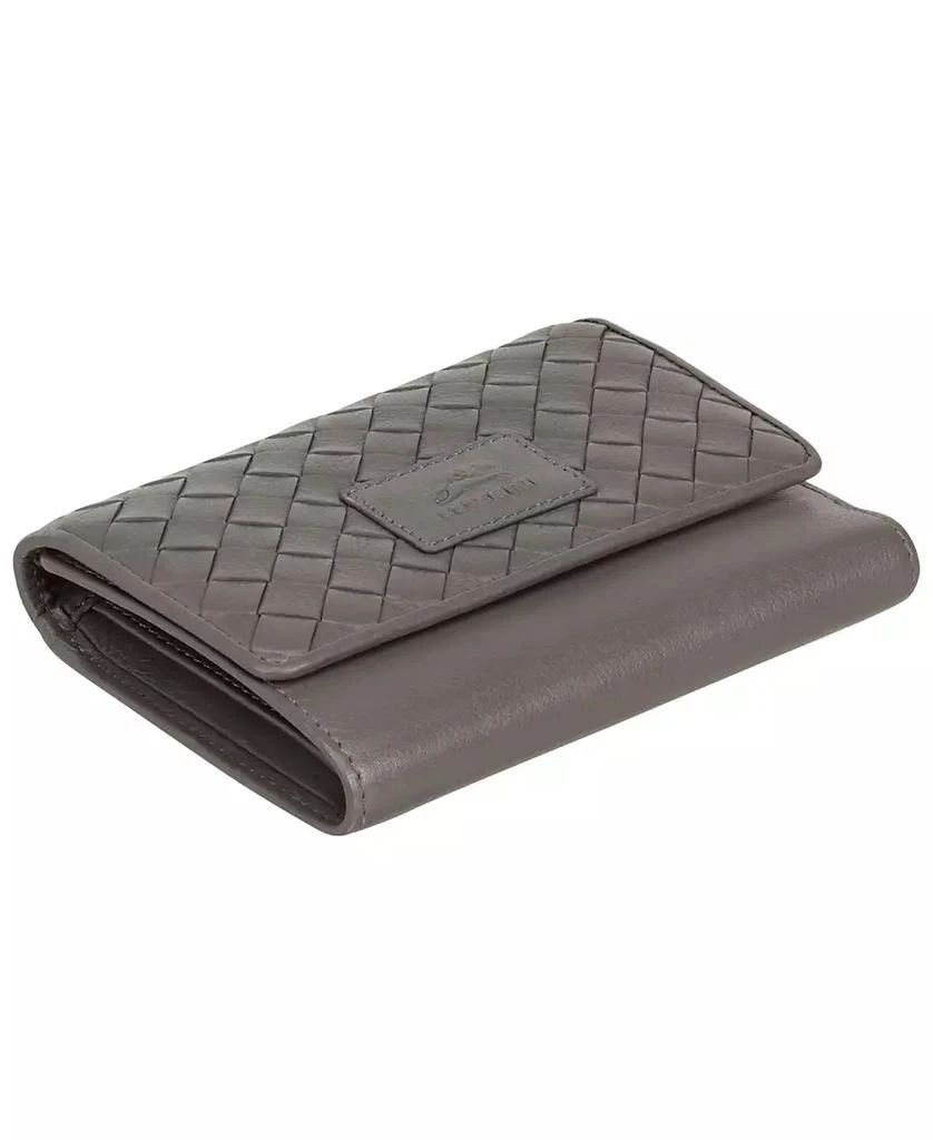 商品Mancini Leather Goods|Women's Basket Weave Collection RFID Secure Mini Clutch Wallet,价格¥281,��第5张图片详细描述