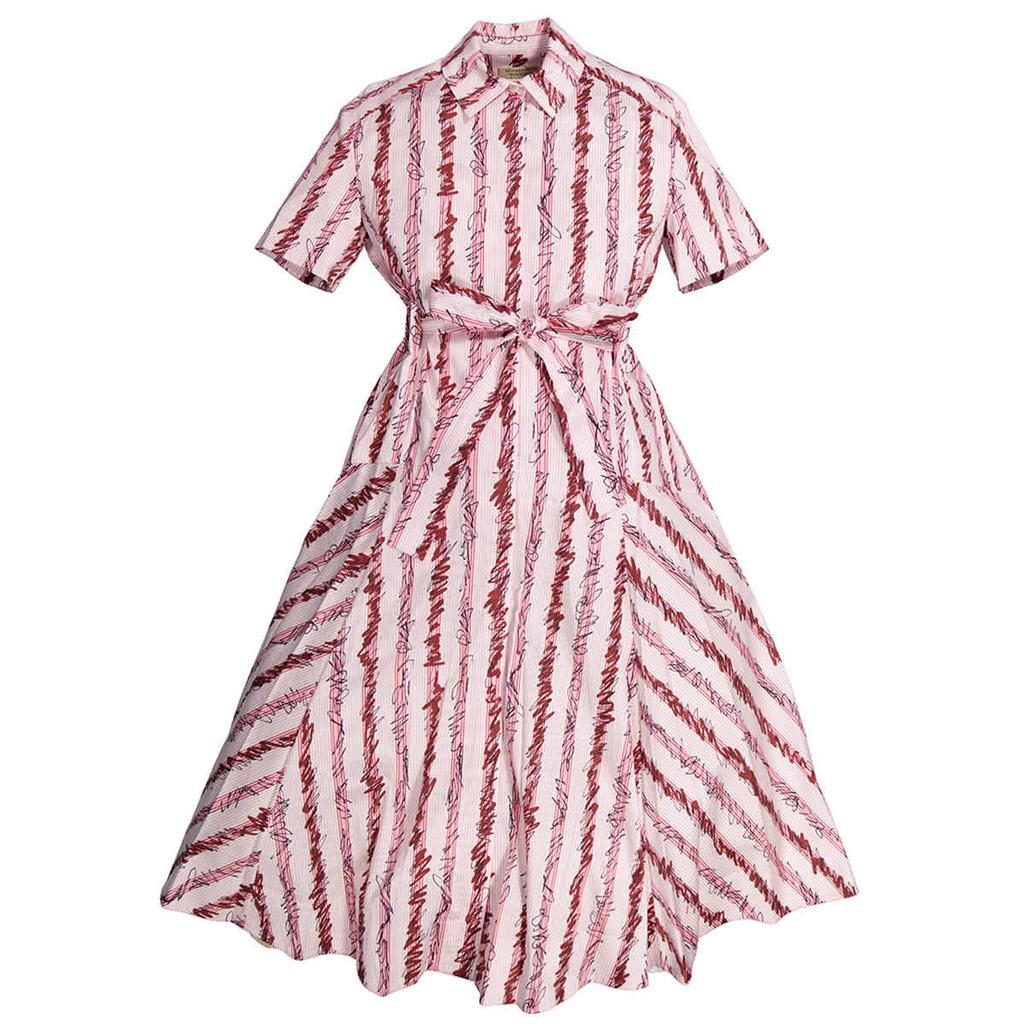 Ladies Scribble Stripe Cotton Shirt Dress商品第1张图片规格展示