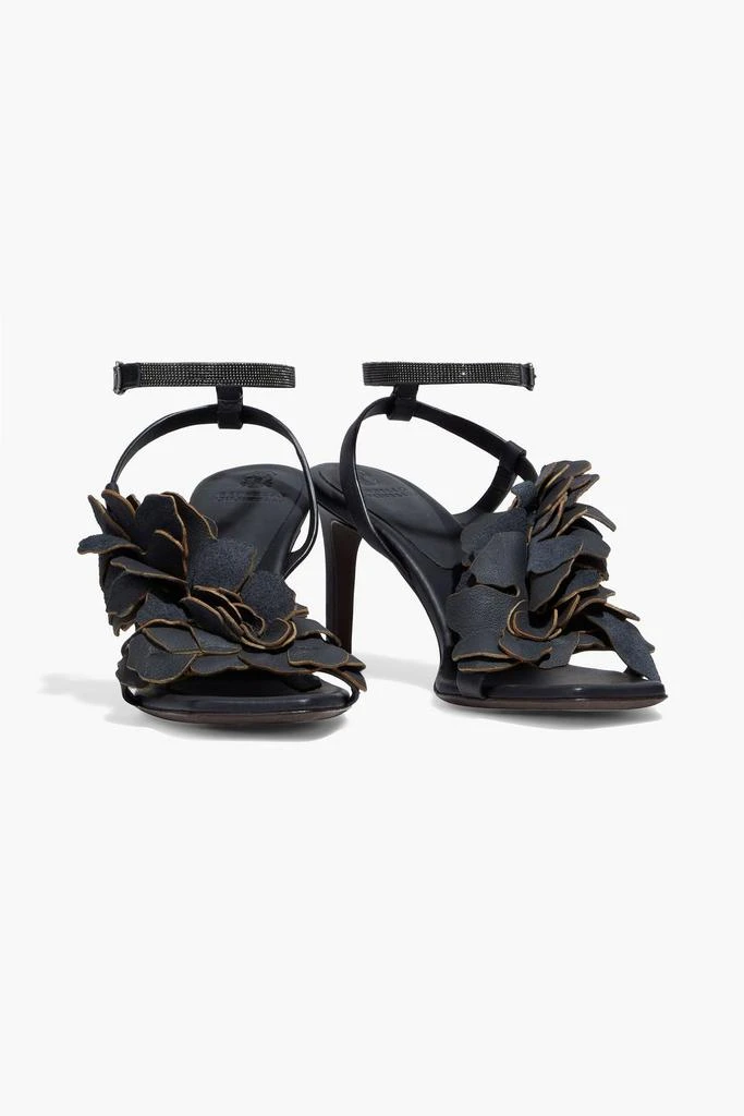 商品Brunello Cucinelli|Floral-appliquéd leather sandals,价格¥4724,第2张图片详细描述