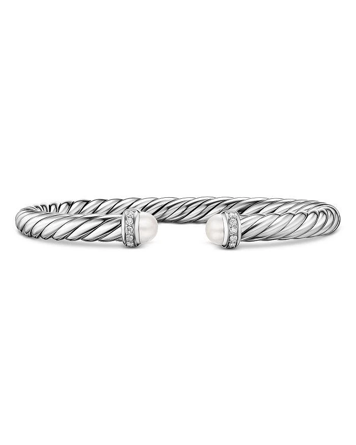 商品David Yurman|Cable Flex® Bracelet in Sterling Silver with Pearls and Diamonds, 6mm,价格¥6591,第1张图片详细描述
