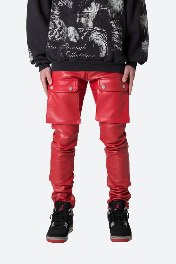 商品MNML|Leather Snap Cargo Pants - Red,价格¥266,第1张图片