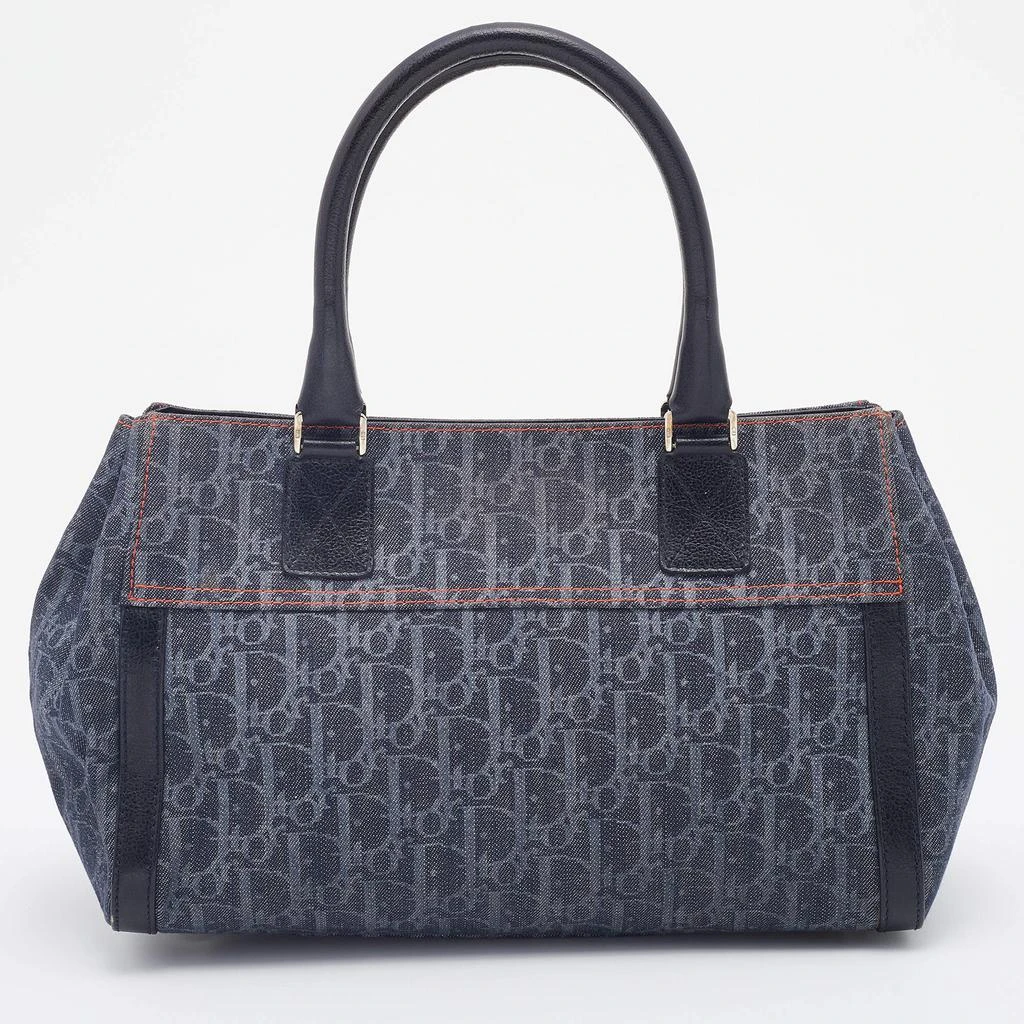 商品[二手商品] Dior|Dior Navy Blue Oblique Denim and Leather Flight Shopper Tote,价格¥5421,第4张图片详细描述