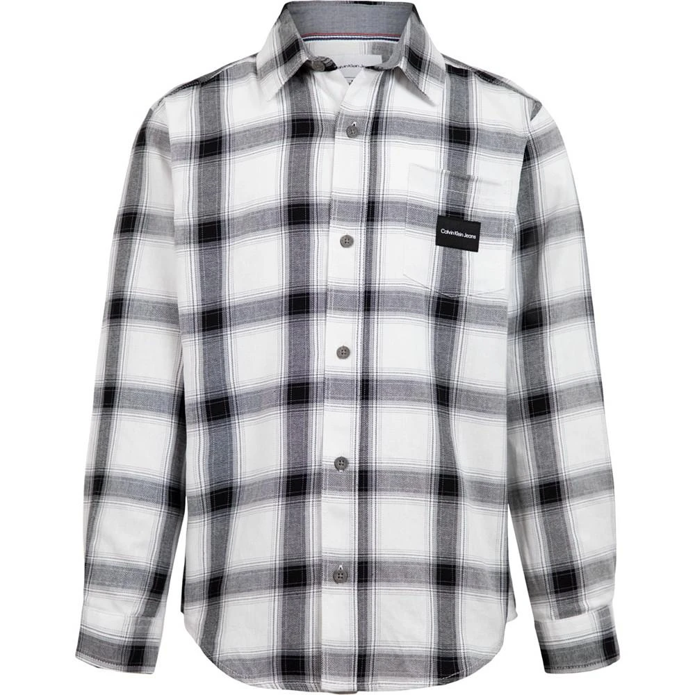 商品Calvin Klein|Big Boys Windowpane Fade Long Sleeve Shirt,价格¥191,第1张图片