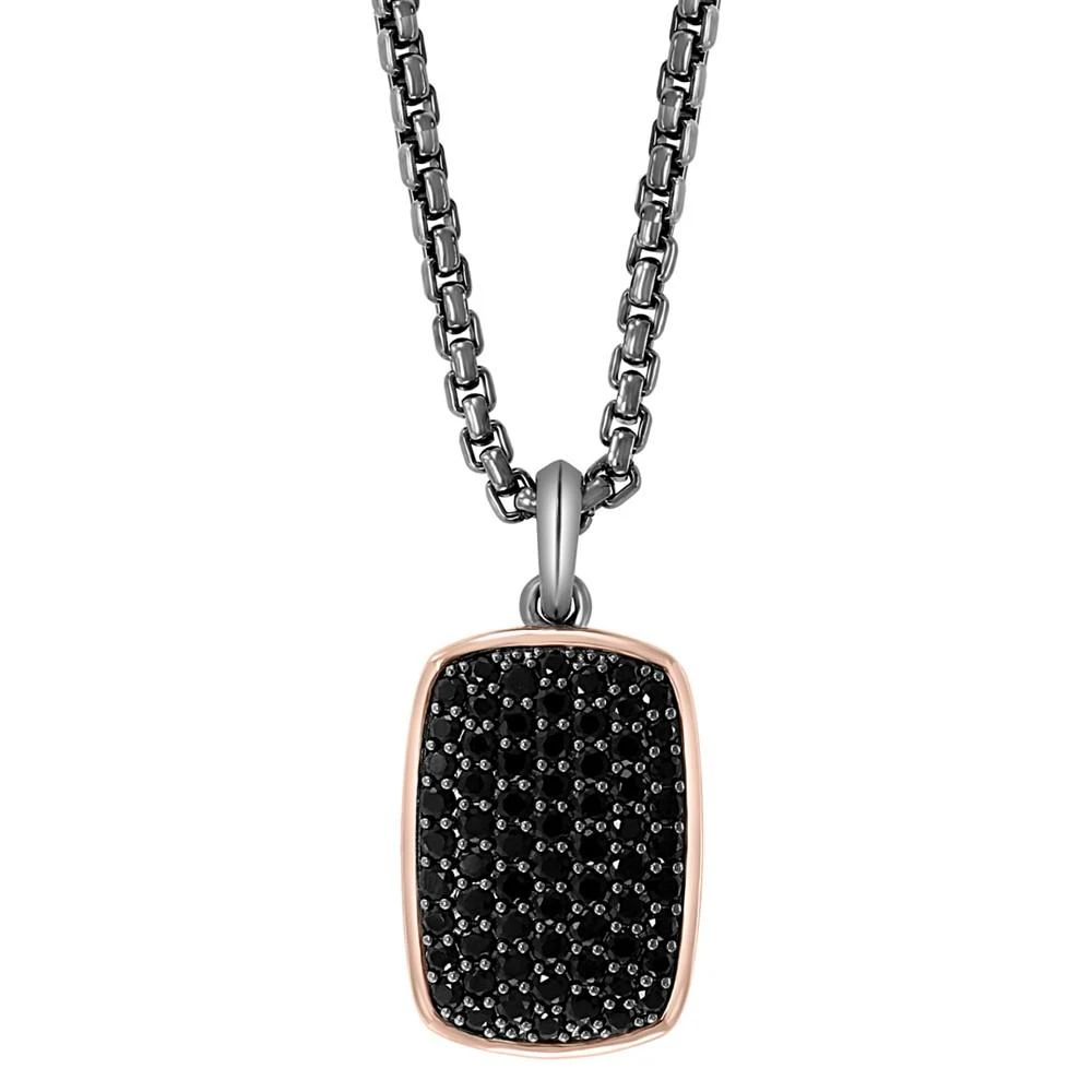 商品Effy|EFFY® Men's Black Spinel Cluster Dog Tag 22" Pendant Necklace in Sterling Silver & 18k Rose Gold-Plate,价格¥5979,第1张图片