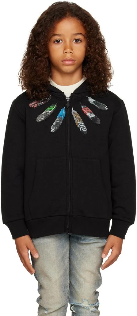 商品Marcelo Burlon|Kids Black Collar Feathers Hoodie,价格¥2610,第1张图片