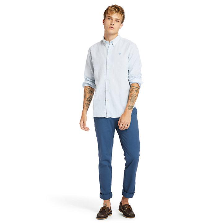 Striped Seersucker Shirt for Men in Blue商品第3张图片规格展示