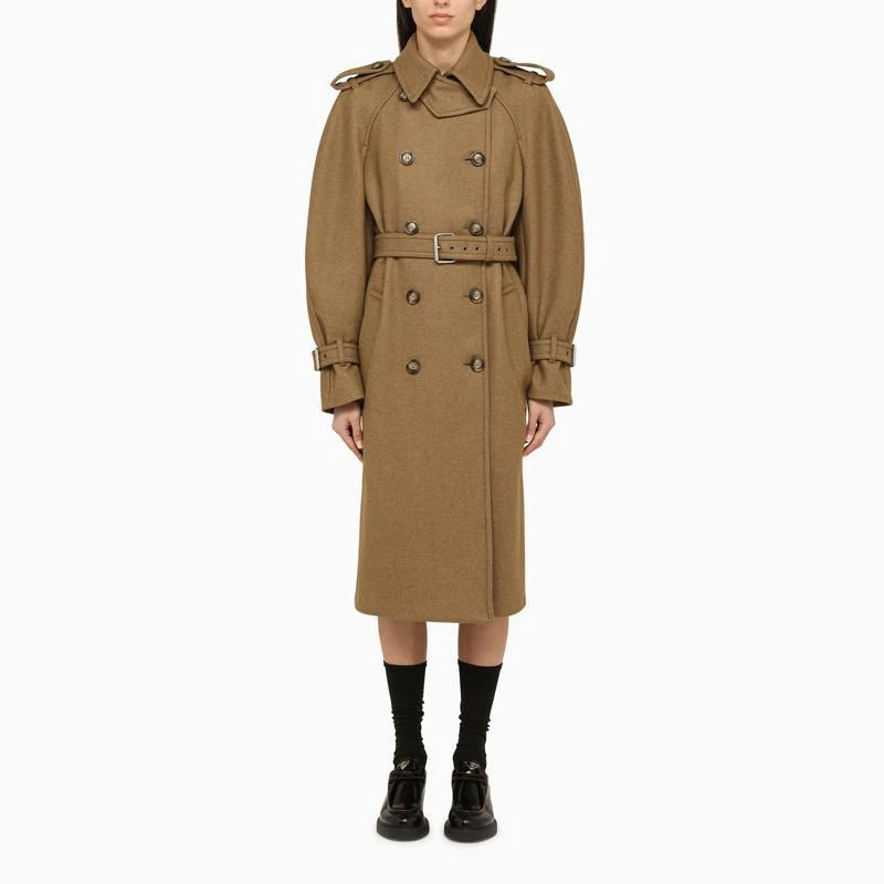 商品Max Mara|Sportmax Khaki double-breasted coat,价格¥5349,第1张图片