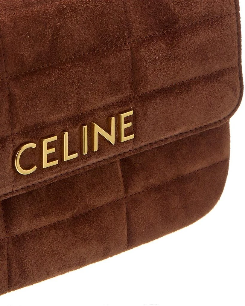 商品Celine|CELINE Monochrome Quilted Suede Shoulder Bag,价格¥23254,第3张图片详细描述