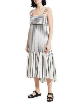 商品Theory|Striped Tie-Back Poplin Midi-Dress,价格¥519,第1张图片