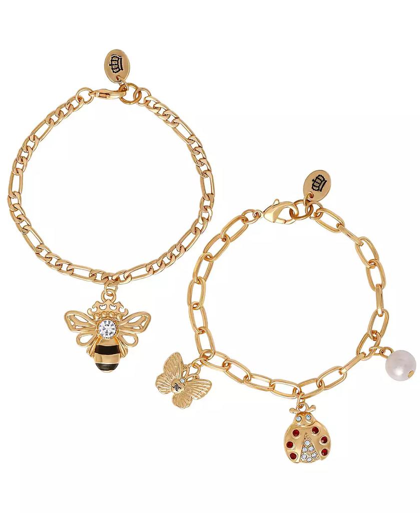 -Tonfarbenes Kettenarmband mit Kronen-Herz-Anhänger image 2