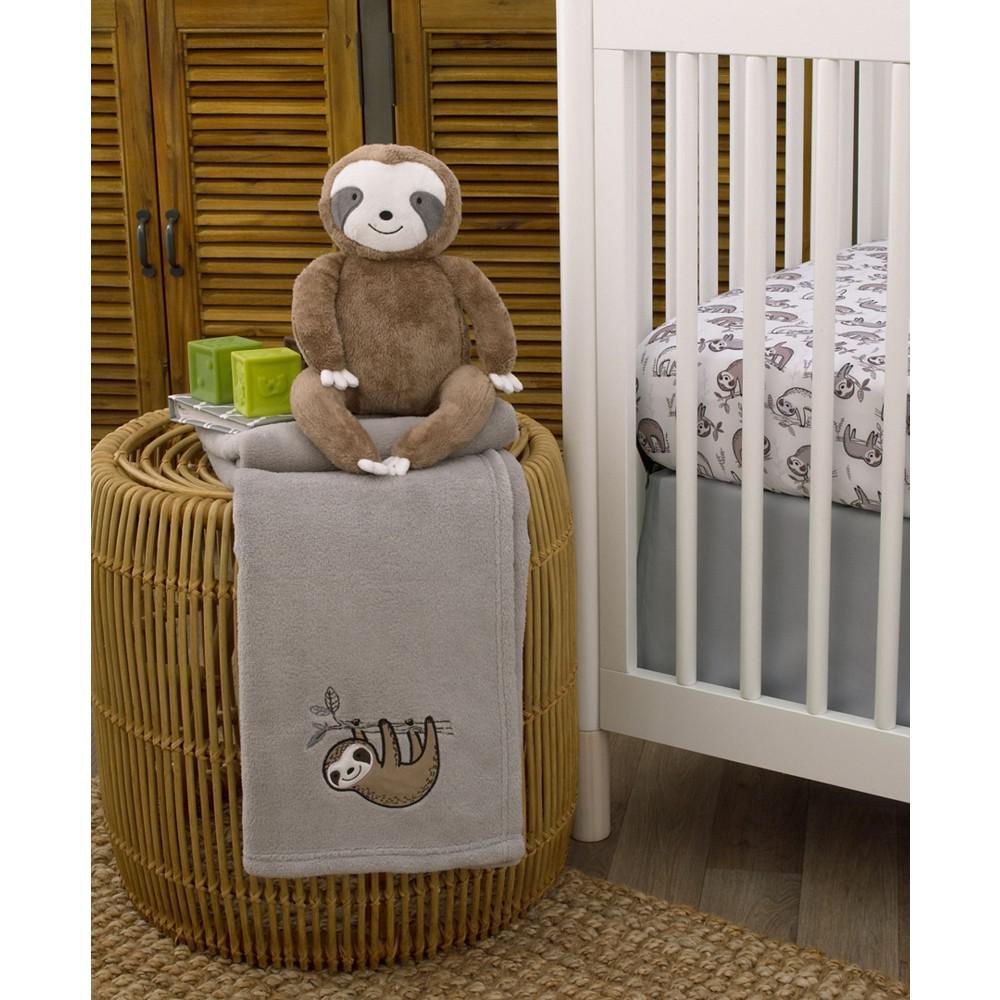 Sloth Let's Hang Out Super Soft Plush Baby Blanket with Applique, 30" x 40"商品第3张图片规格展示