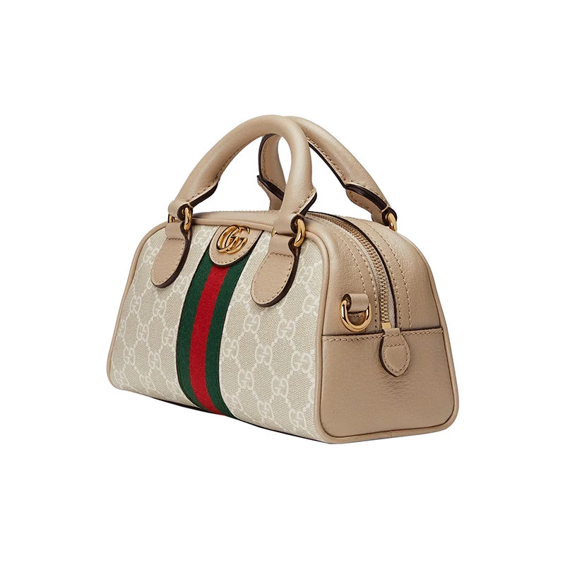 商品Gucci|【预售3-7天】古驰23春夏新款OphidiaGG系列女士迷你米色/白色帆布配皮革饰面拉链开合拆卸皮革肩带单肩斜挎手提包724606FABEX9642,价格¥12327,第4张图片详细描述