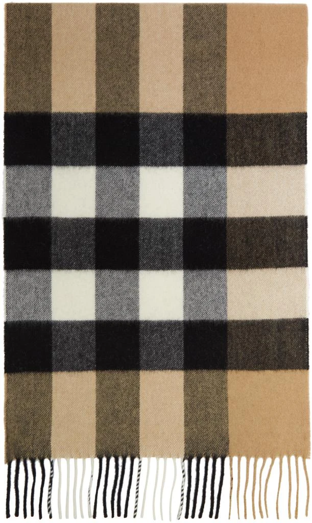 商品Burberry|Beige Cashmere Mega Check Scarf,价格¥4871,第1张图片