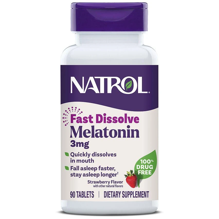 商品Natrol|褪黑素速溶片3mg 草莓味 90粒,价格¥74,第1张图片
