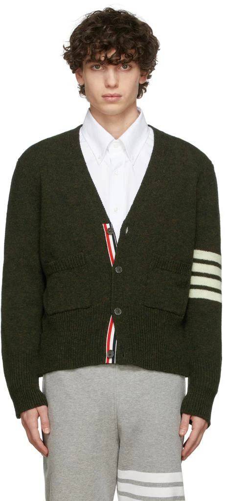 商品Thom Browne|Green Shetland Wool 4-Bar Classic Cardigan,价格¥4566,第1张图片