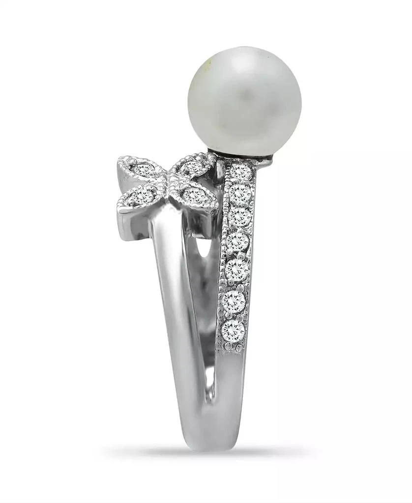 商品Macy's|Imitation Pearl Cubic Zirconia Butterfly Ring in Silver Plate,价格¥134,第3张图片详细描述