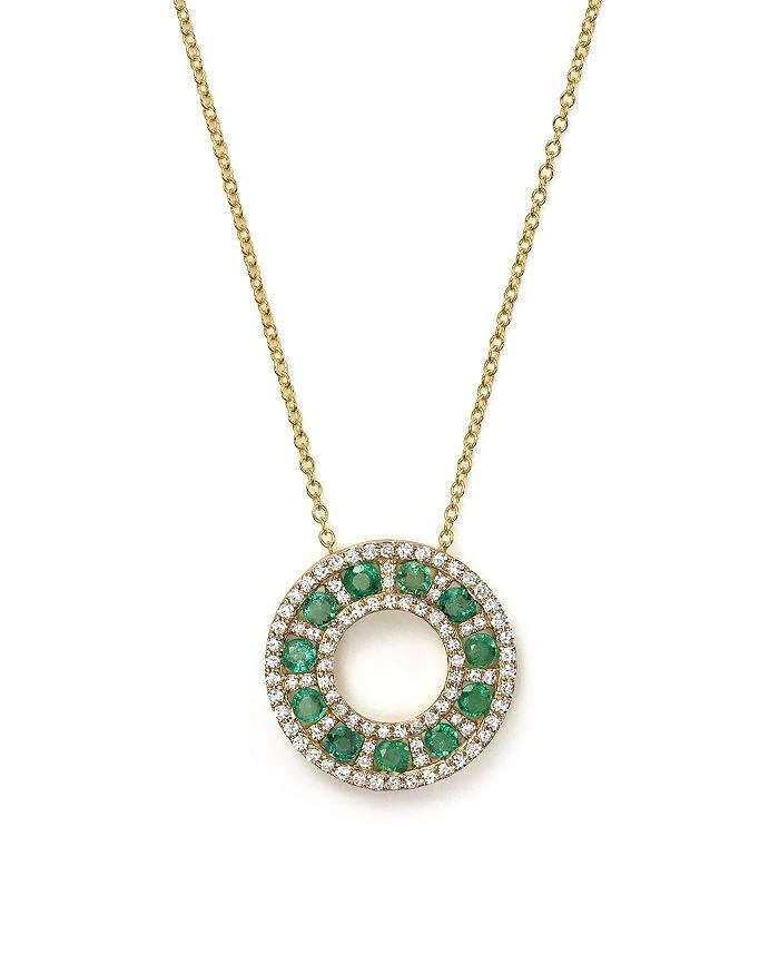 商品Bloomingdale's|Emerald and Diamond Circle Pendant Necklace in 14K Yellow Gold, 17" - Exclusive,价格¥11534,第1张图片详细描述