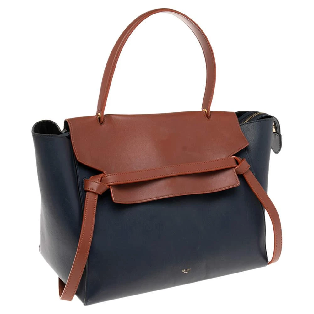 商品[二手商品] Celine|Celine Blue/Brown Leather Small Belt Top Handle Bag,价格¥5458,第3张图片详细描述