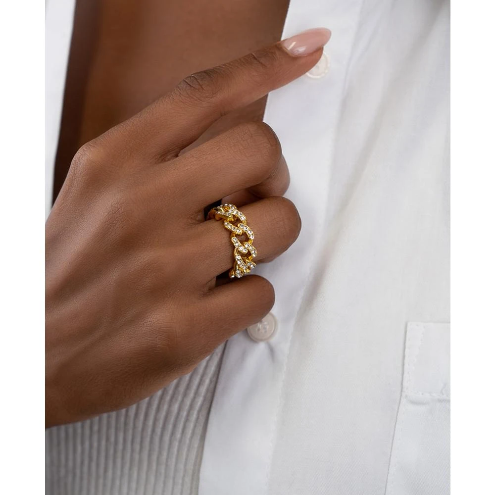 商品ADORNIA|14k Gold-Plated Pavé Curb Chain Flexible Ring,价格¥220,第2张图片详细描述
