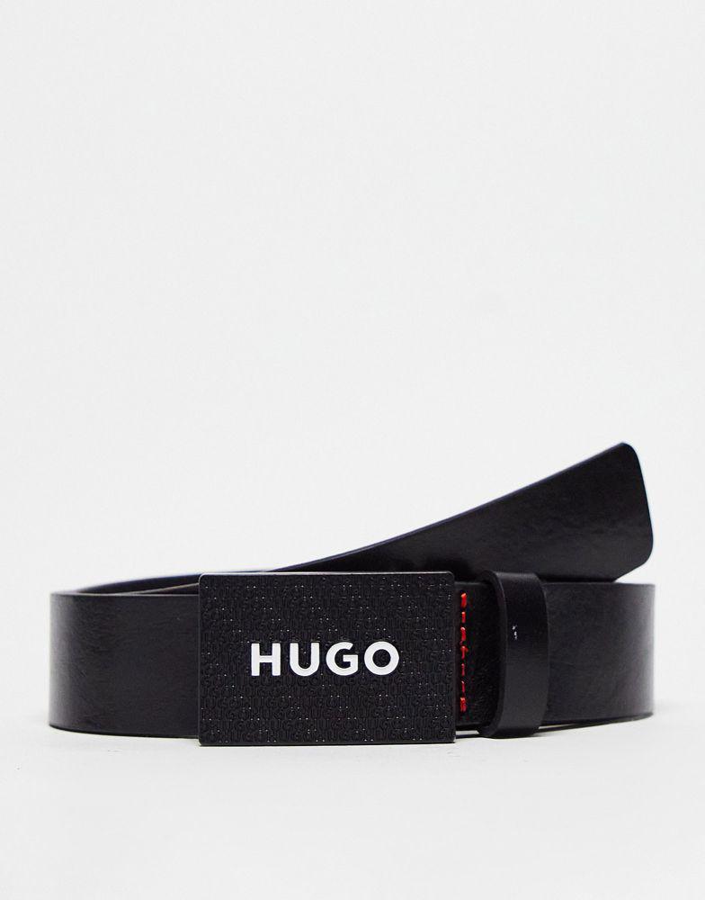 HUGO Gilao leather belt in black商品第1张图片规格展示