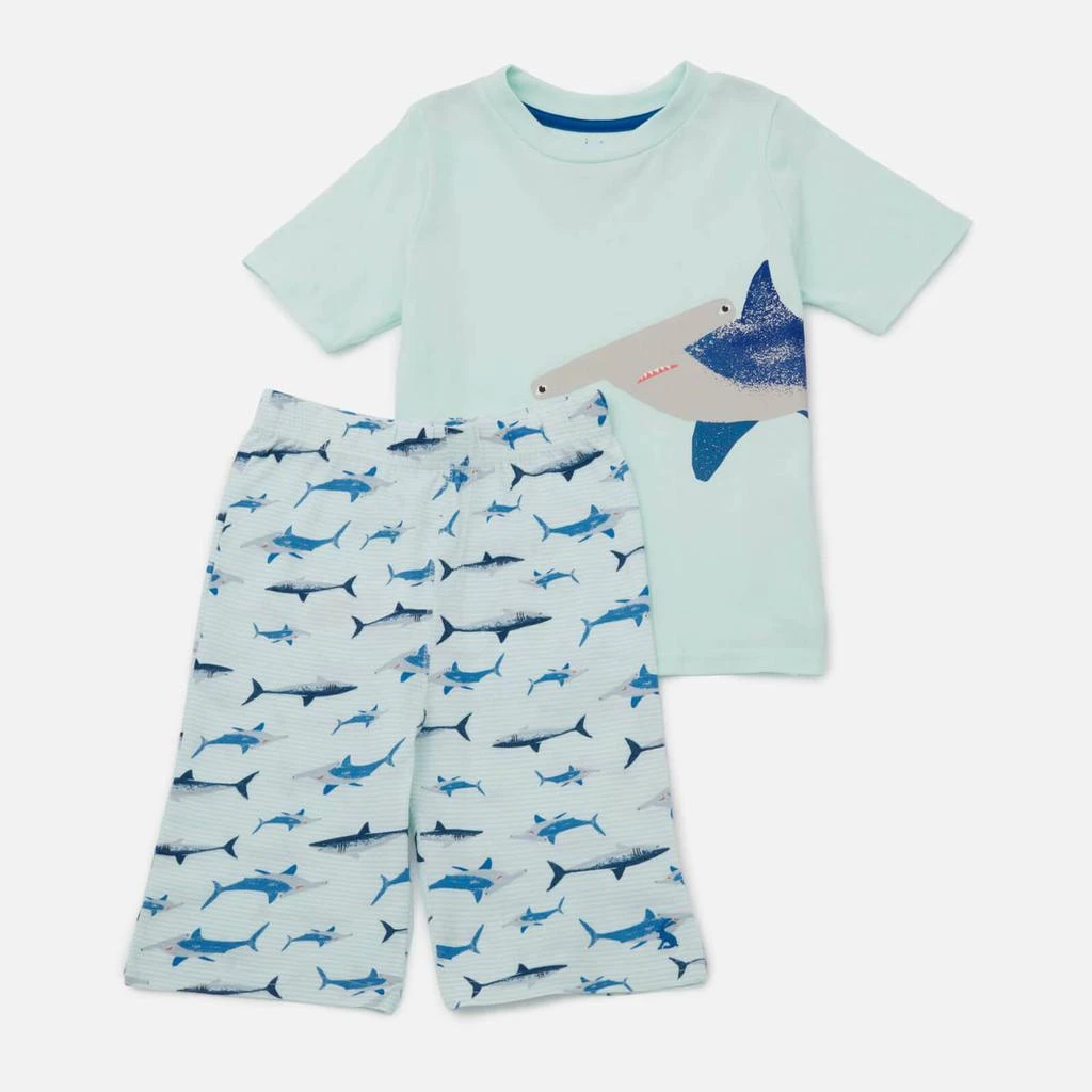 商品Joules|Joules Kids' Shorts Sleeve Pj Set - Green Shark Stripe,价格¥67,第1张图片